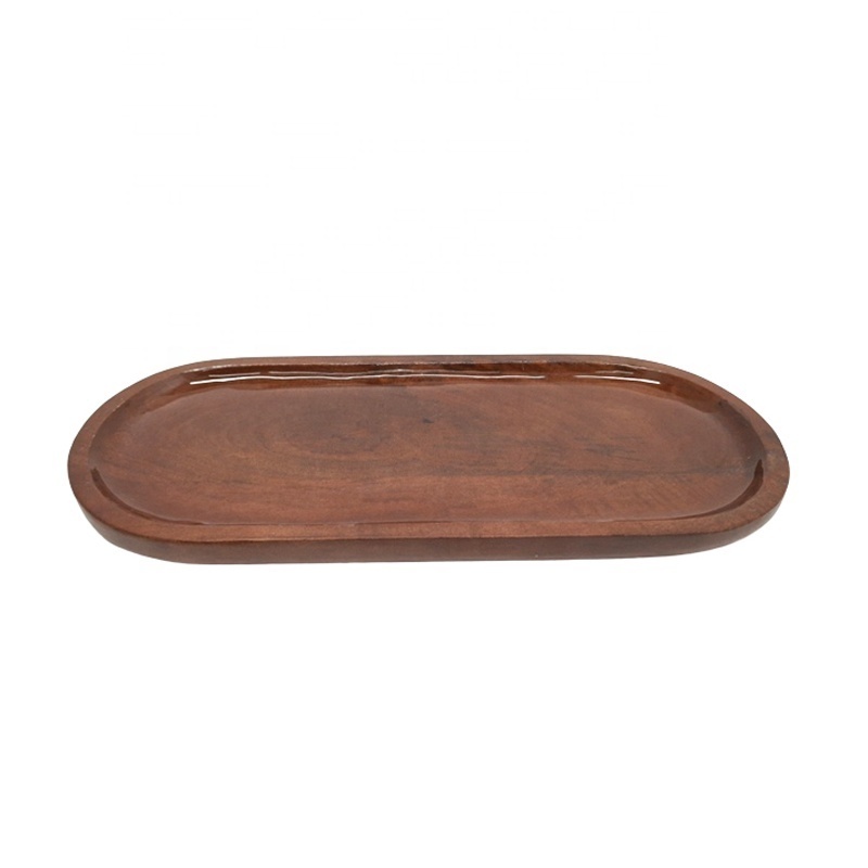 Mango Wood Oval Serving Tray Brown With Enamil Brown Polish Standard Size Decorative Tray In Bulk Handcrafted