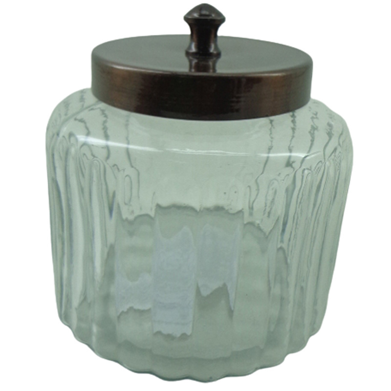 Clear Glass Jar With Metal Lid Green Transparent PC Spices Jar For Table Top Uses Handmade in Bulk