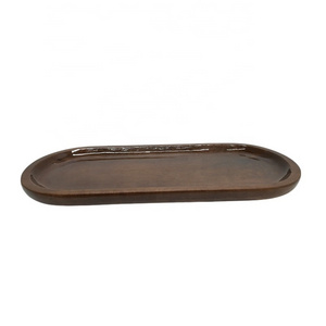 Mango Wood Oval Serving Tray Brown With Enamil Brown Polish Standard Size Decorative Tray In Bulk Handcrafted