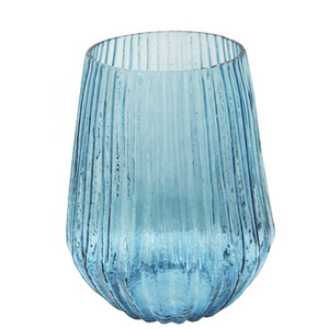 New Arrival Glass Flower Vase Blue Color Modern Design Pot For Livingroom And Home Decor Or Table Top And Wall Flower Vase