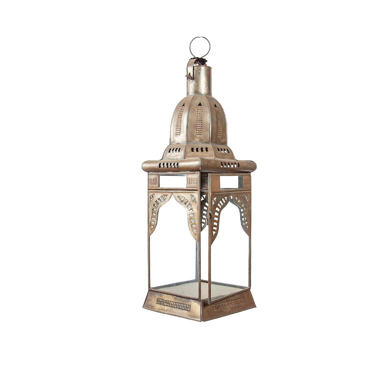 Antique Design Metal Glass Lantern Top Quality Tableware Home Decoration Indoor and Outdoor T Light Lantern