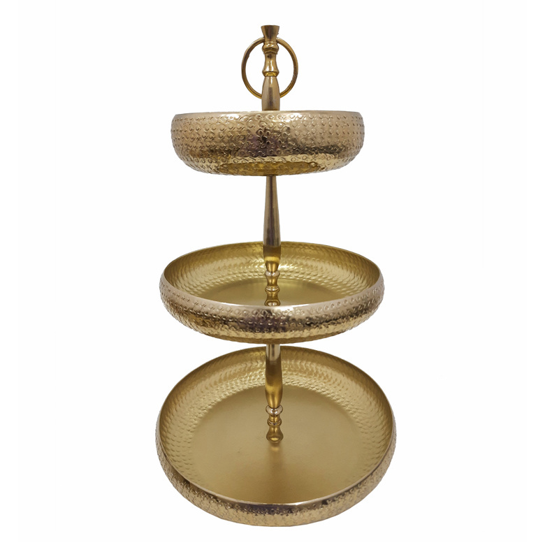 Wholesale Bulk Premium Quality Peach Stone Finishing Aluminium Iron 3 Tier Cake Stands Modern Design Display Stand