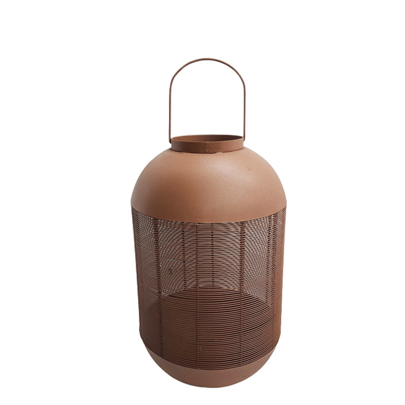 Iron Round Lantern With Handle Orange & Black Colour Luxury Design Candle Lanterns For Halloween & Festival Decoration Customize