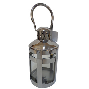 New Decorative Metal & Glass Lantern Nickel Color Candle Holder Lantern For Home & Garden Decoration Customized