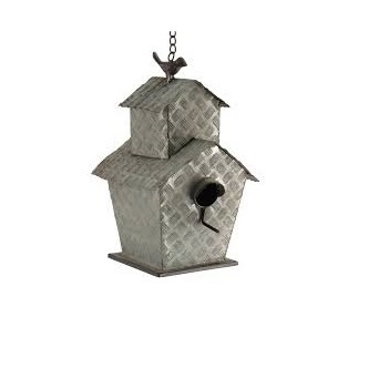 Handmade Metal House Galvanized Hanging Hut Bird House Decorative Garden Stakes Farmhouse Decoration Bird Home