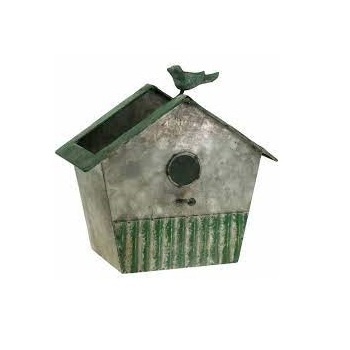 Handmade Metal House Galvanized Hanging Hut Bird House Decorative Garden Stakes Farmhouse Decoration Bird Home