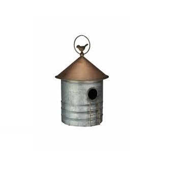 Handmade Metal House Galvanized Hanging Hut Bird House Decorative Garden Stakes Farmhouse Decoration Bird Home