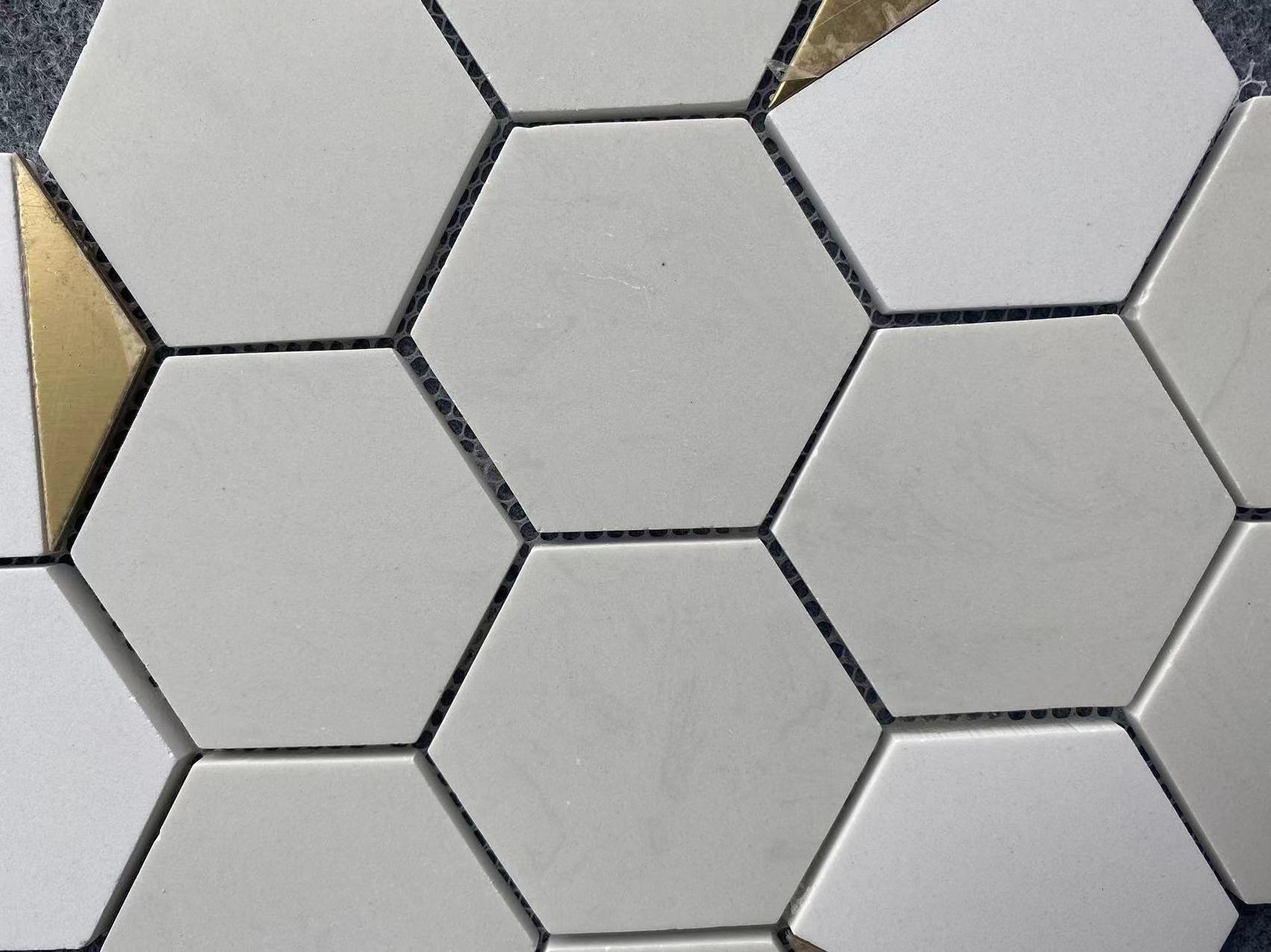 High Quality hexagon Marble Mosaic Marble Resin Mosaic Tiles For Villa Walls