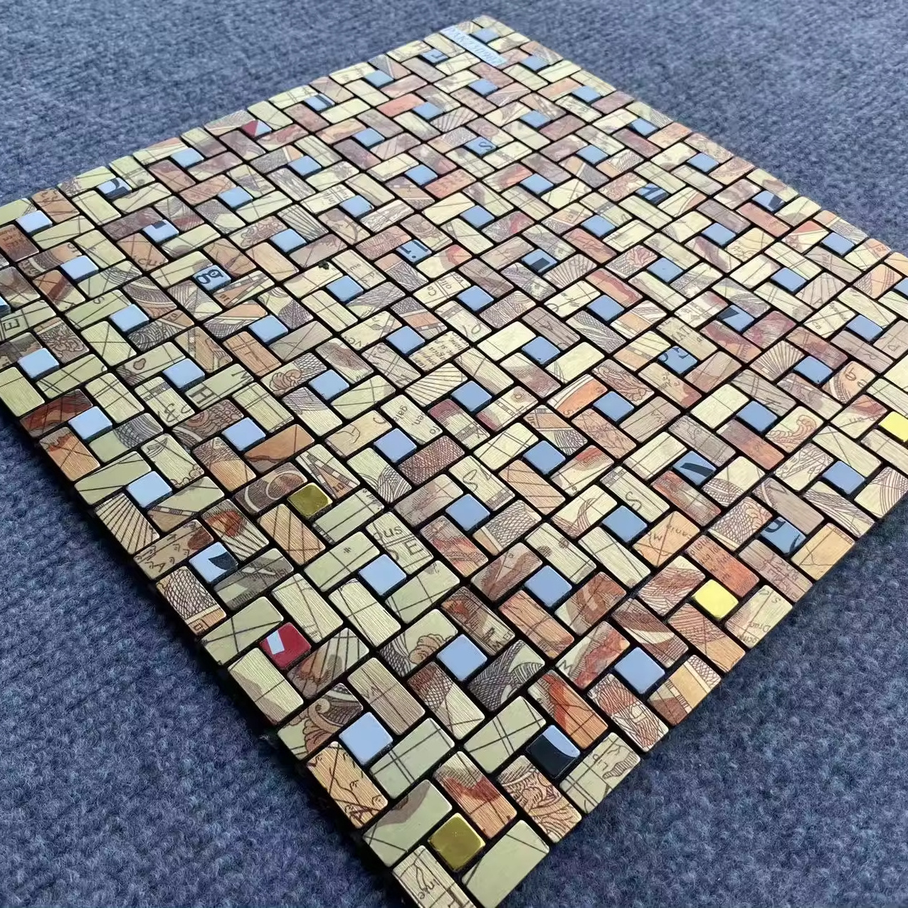 Aluminum Plastic Metal Mosaic Self Adhesive Mosaic Tile For Kitchen And Bathroom Wall Tile Table Hand Made Peel And Stick