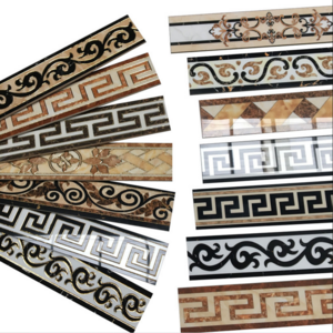 Foshan tile factory luxury stock skirting border tiles porcelain border decorative floor full body ceramic tile