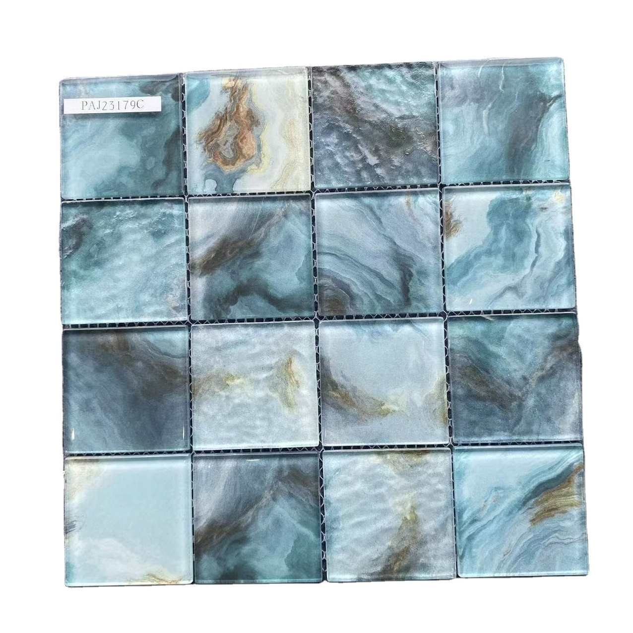 hot sale popular hand painting surface shining shiny mix color glass swimming pool tile glass mosaic