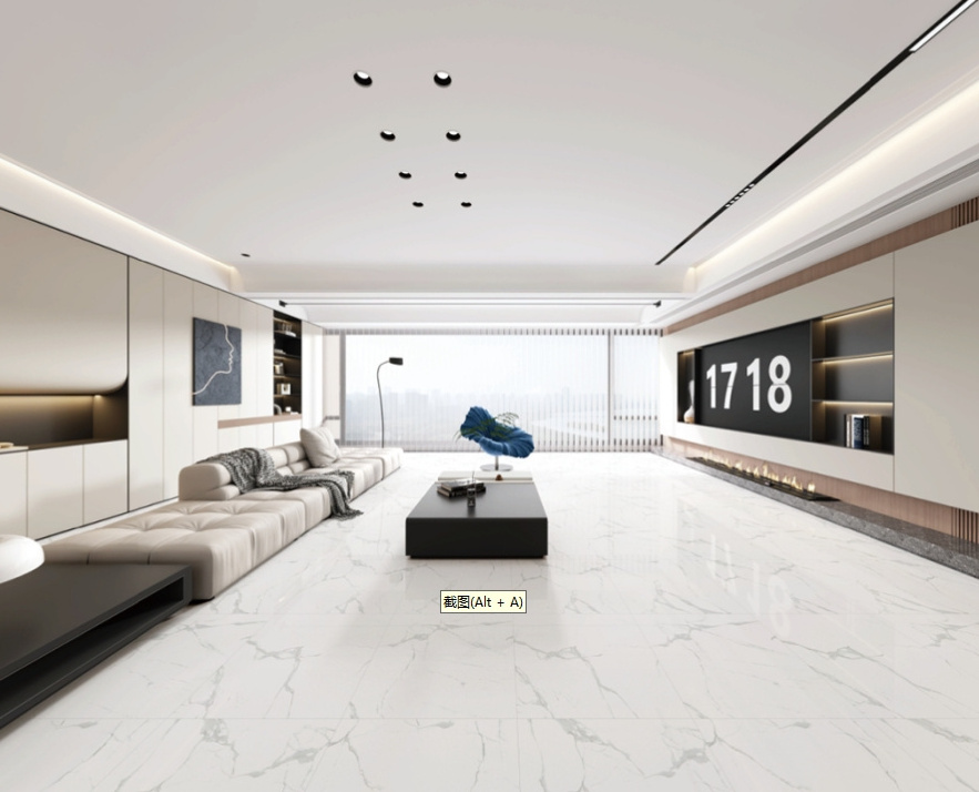 60x60 Vitrified Ceramic Floor Tiles High-gloss White Marbl Finish For Living Room Interiors