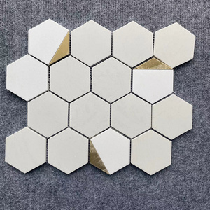 High Quality hexagon Marble Mosaic Marble Resin Mosaic Tiles For Villa Walls