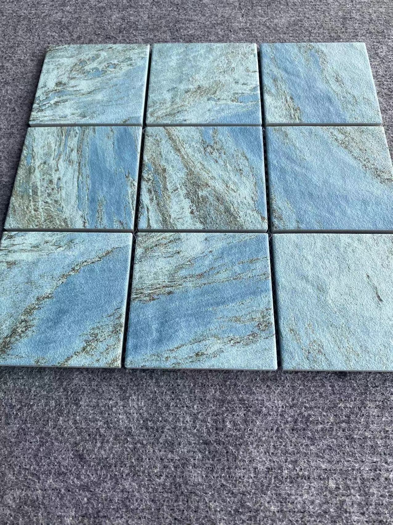 Factory Oem Wholesale Porcelain Ceramic Mosaic Green Natural Stone Marble Look Bali Sukabumi Swimming Pool Tiles