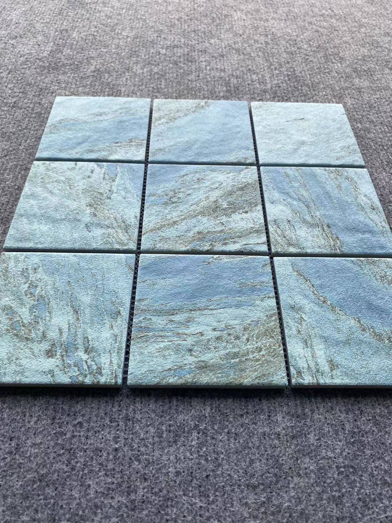 Factory Oem Wholesale Porcelain Ceramic Mosaic Green Natural Stone Marble Look Bali Sukabumi Swimming Pool Tiles