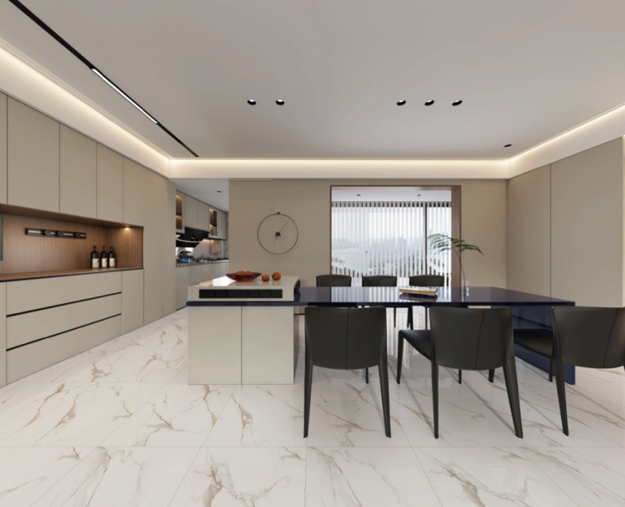 60x60 Vitrified Ceramic Floor Tiles High-gloss White Marbl Finish For Living Room Interiors