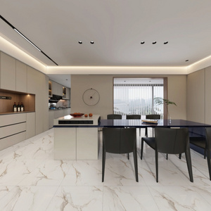 60x60 Vitrified Ceramic Floor Tiles High-gloss White Marbl Finish For Living Room Interiors