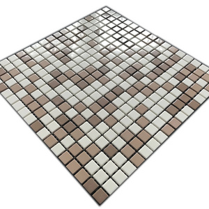 tile glass strip mixed metal mosaic glass tile