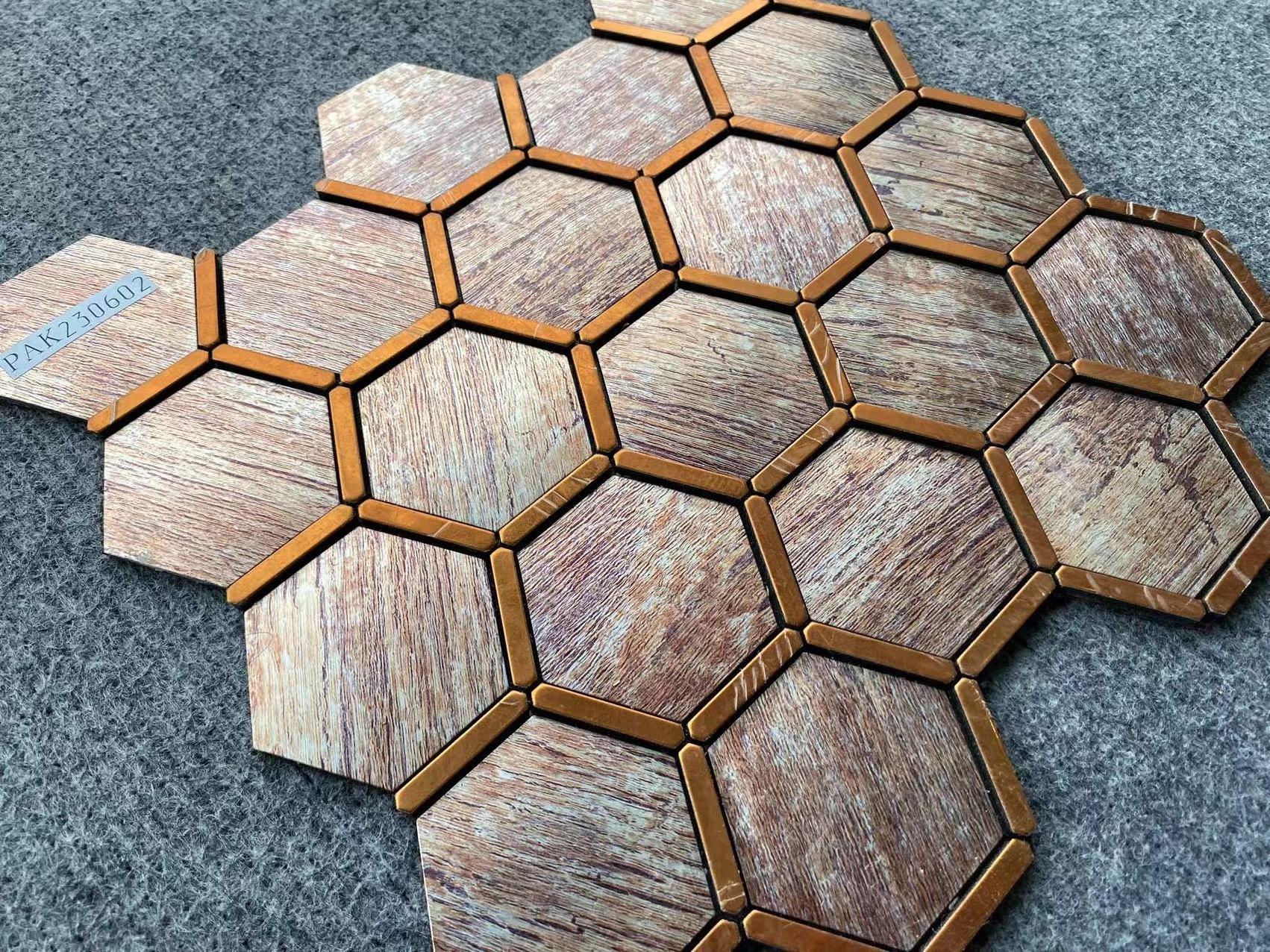 Foshan hexagon self adhesive mosaic tiles kitchen wall decor material tile in peel and stick mosaic tile