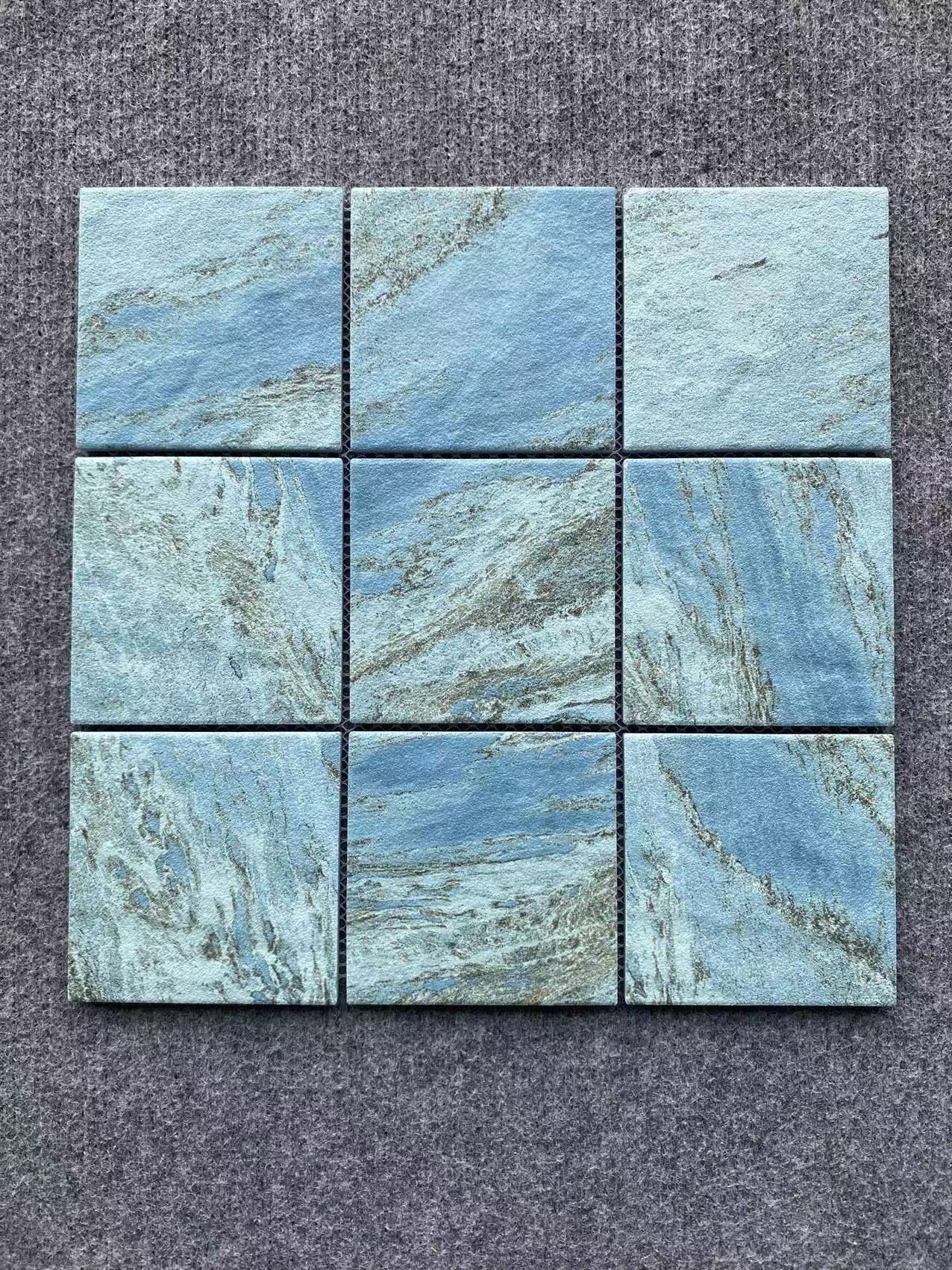 Factory Oem Wholesale Porcelain Ceramic Mosaic Green Natural Stone Marble Look Bali Sukabumi Swimming Pool Tiles