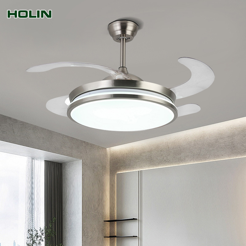 Modern pendant lamp and fan ceiling invisible three-color light LED mute factory direct wholesale The factory directly