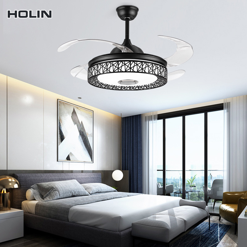 Factory wholesale Modern Music Speaker Ceiling Fan Dc Bldc Remote Control Invisible LED Ceiling Fan With Light