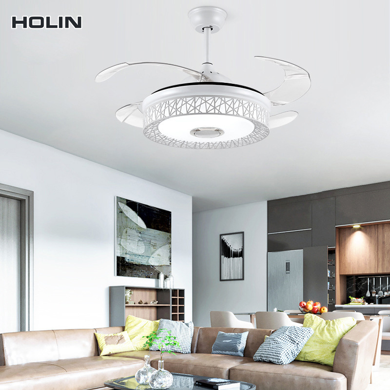 Factory wholesale Modern Music Speaker Ceiling Fan Dc Bldc Remote Control Invisible LED Ceiling Fan With Light