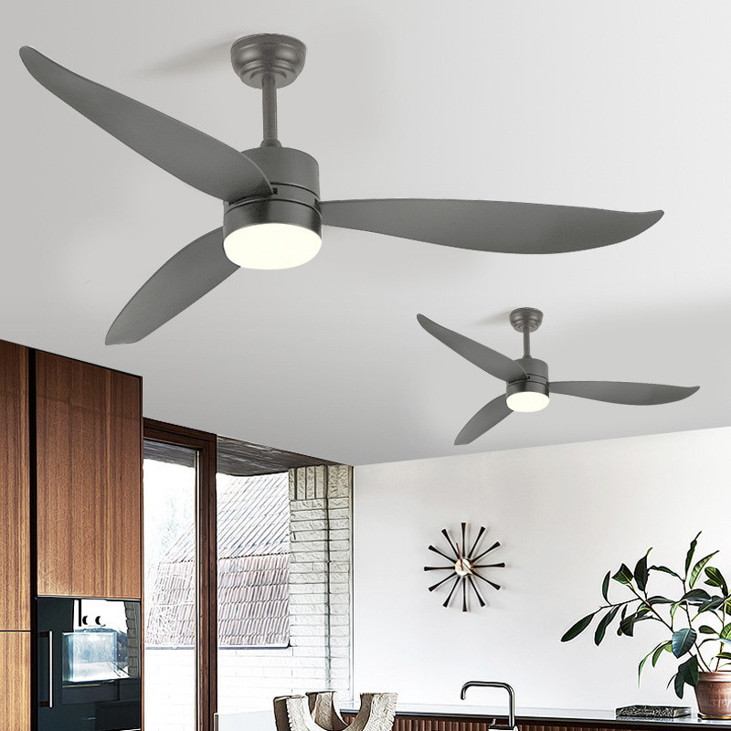 Gray Outdoor Ceiling Fan Lights With Remote 52 Inch Modern Fan With Reversible Dc Motor For Patio Bedroom