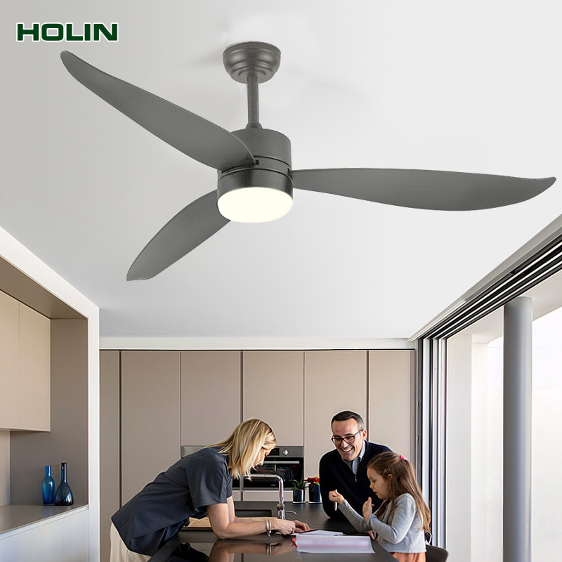 Gray Outdoor Ceiling Fan Lights With Remote 52 Inch Modern Fan With Reversible Dc Motor For Patio Bedroom