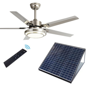 52-inch40W30V solar ceiling fan Inverter DC motor Rechargeable solar fan light with solar panel LED light Ceiling fan light