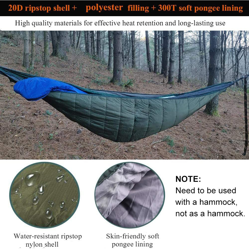 Single Double Full Length Winter Camping Hammock Blanket Bottom Big Size Quilted Fabric Swing Insulated Hammock Underquilt