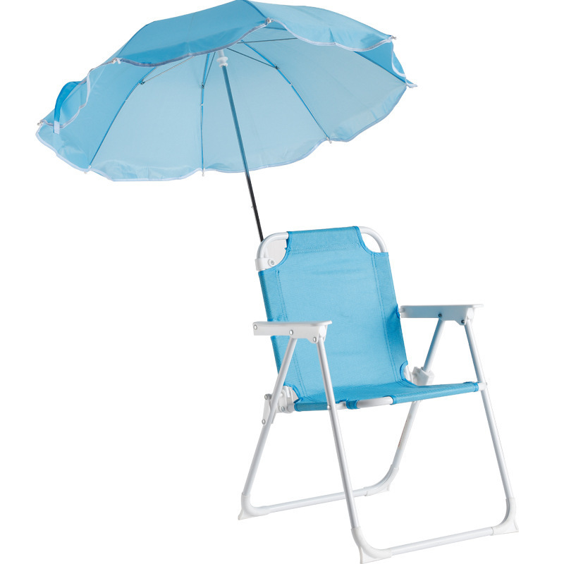 Customized Foldable Kids Summer Umbrella Folding Reclining Camping Beach Chair with Canopy Umbrella