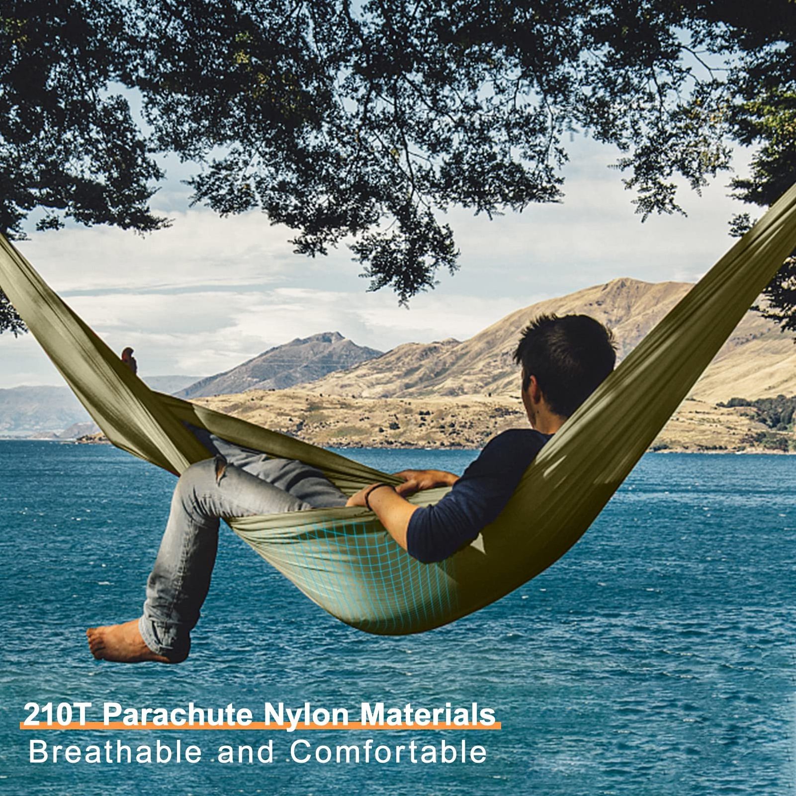 Wholesale Custom Logo Outdoor Portable Parachute Folding Hammock Swing Nylon Camping Mesh Hammock with Mosquito Net