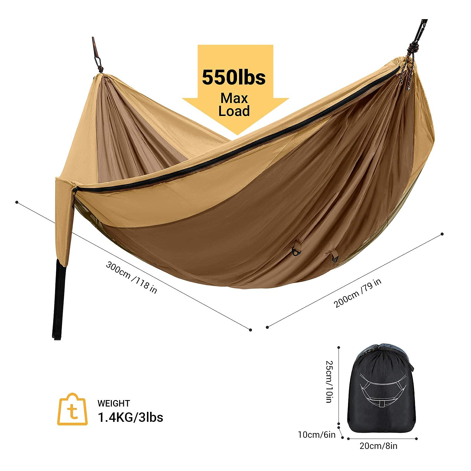 Factory Custom Logo Ultralight Hammock Mosquito Net Tent Portable Outdoor Hammock Bed with Netting