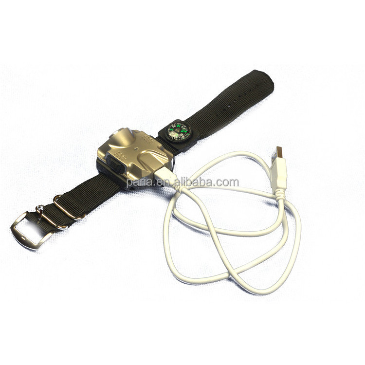 Factory price high quality rechargeable hand lamp, wrist flashlight, wearable flashlight