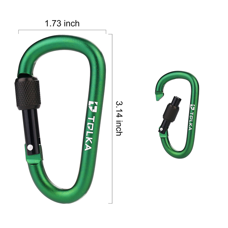 Aluminum alloy screw Locking Spring Clip Hook Outdoor D Shaped Keychain Buckle screwgate carabiner