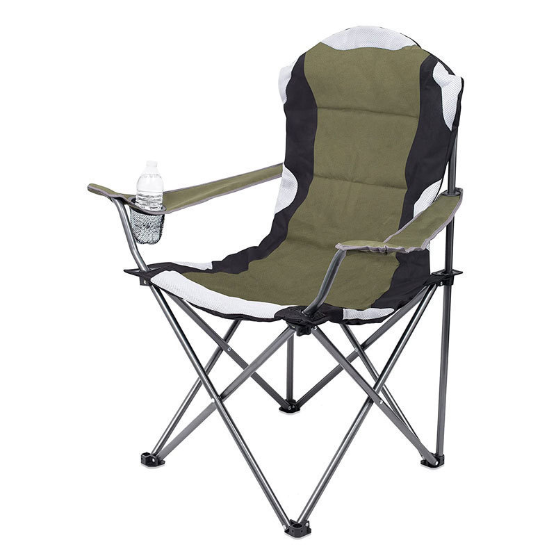 Deluxe Collapsible 600D Oxford Cloth Fabric Folding Lightweight Foldable Beach Fishing Camping Chair Outdoor With Cup Holder