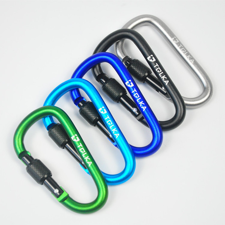 Aluminum alloy screw Locking Spring Clip Hook Outdoor D Shaped Keychain Buckle screwgate carabiner