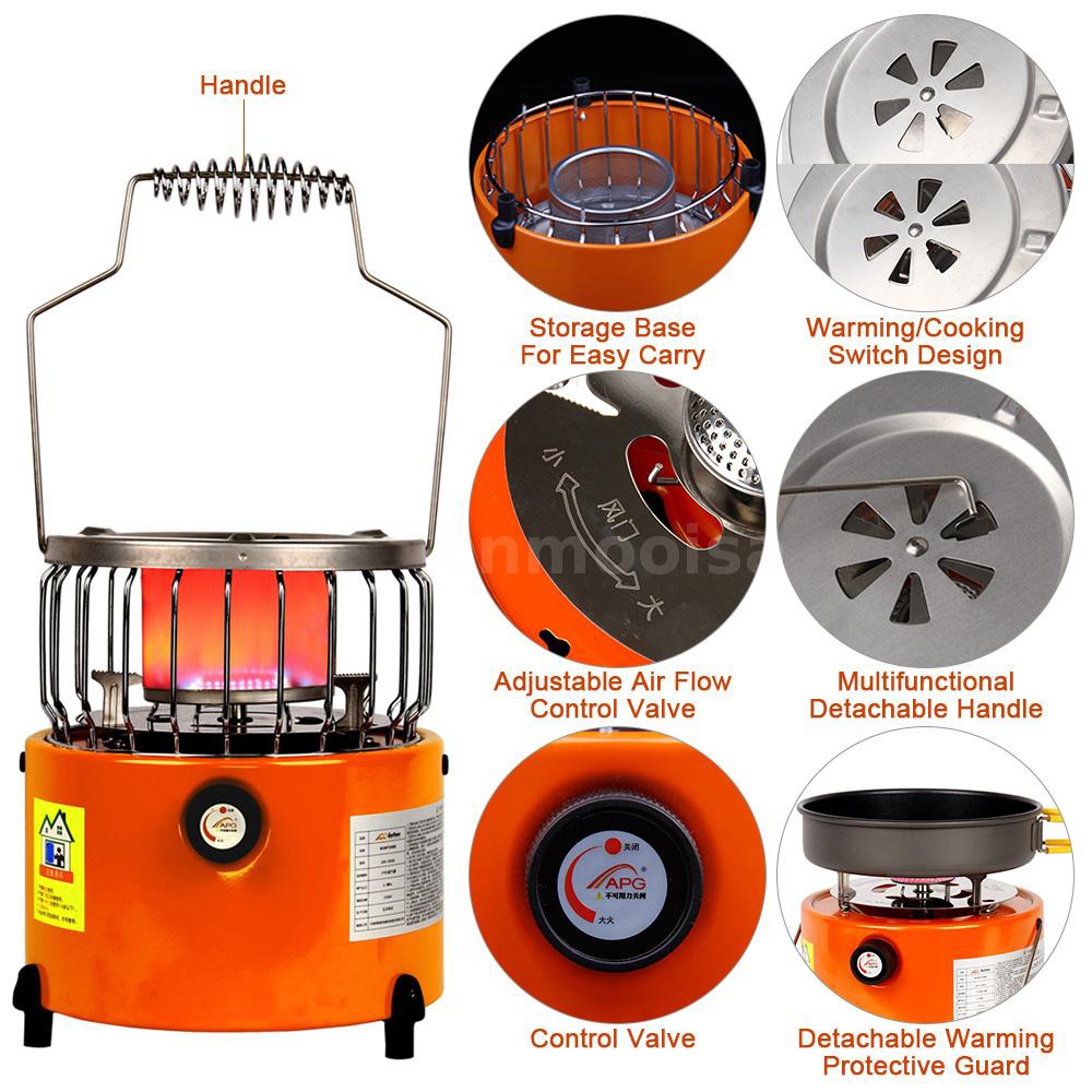 2000w Portable 2 In 1 Camping Stove Gas Heater Outdoor Warmer Propane Butane Tent Heater Mini Gas Heater For Camping