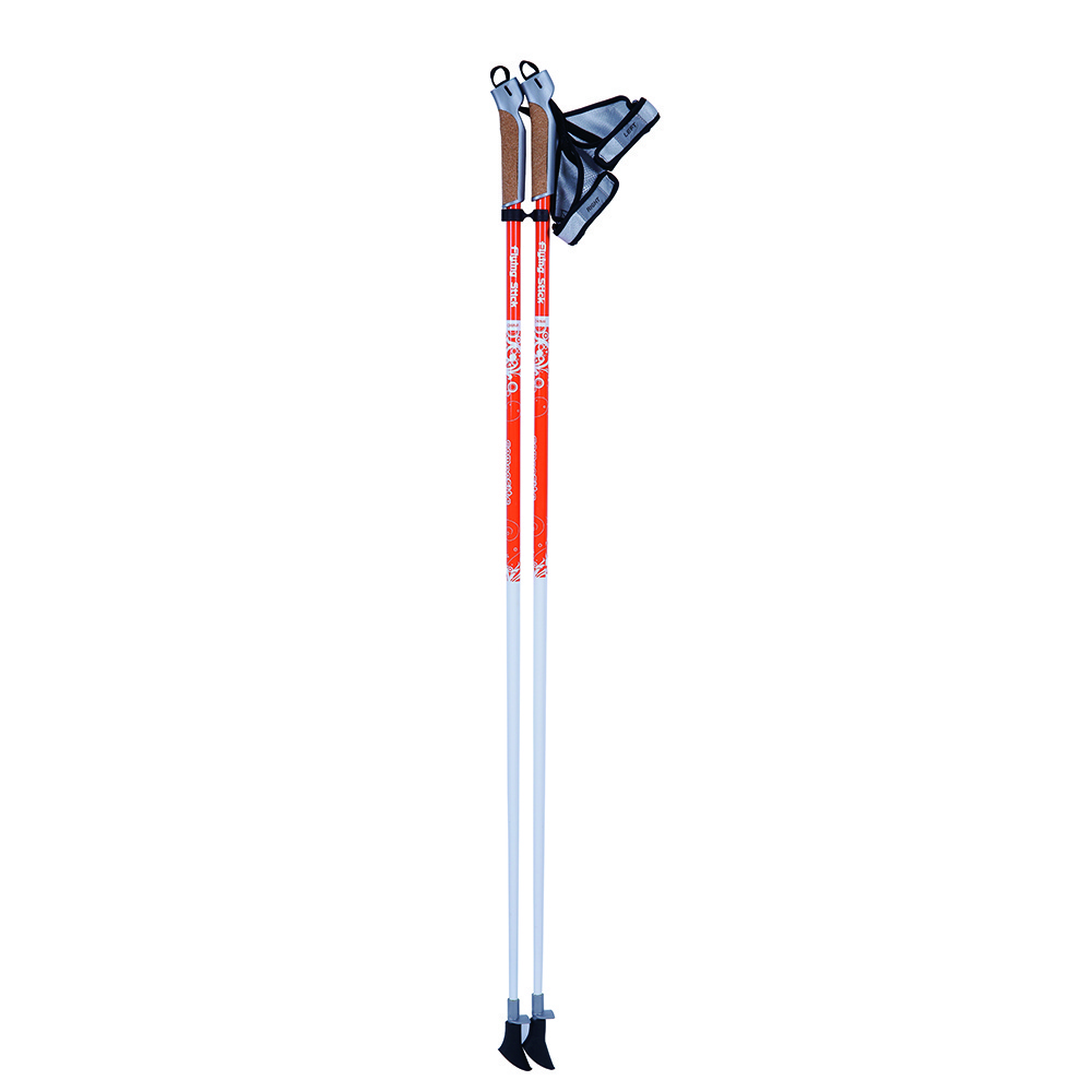 New Style Alu Cork Straight 1 Section Hiking Nordic Walking Stick Carbon Ski Pole Baskets Custom