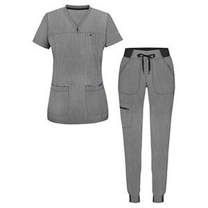 Unisex nurses Scrubs sets Short Sleeve V-neck Medical Workwear Hospital Uniforms