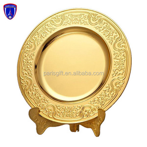 Gold plated metal commemorative plaque with display metal base