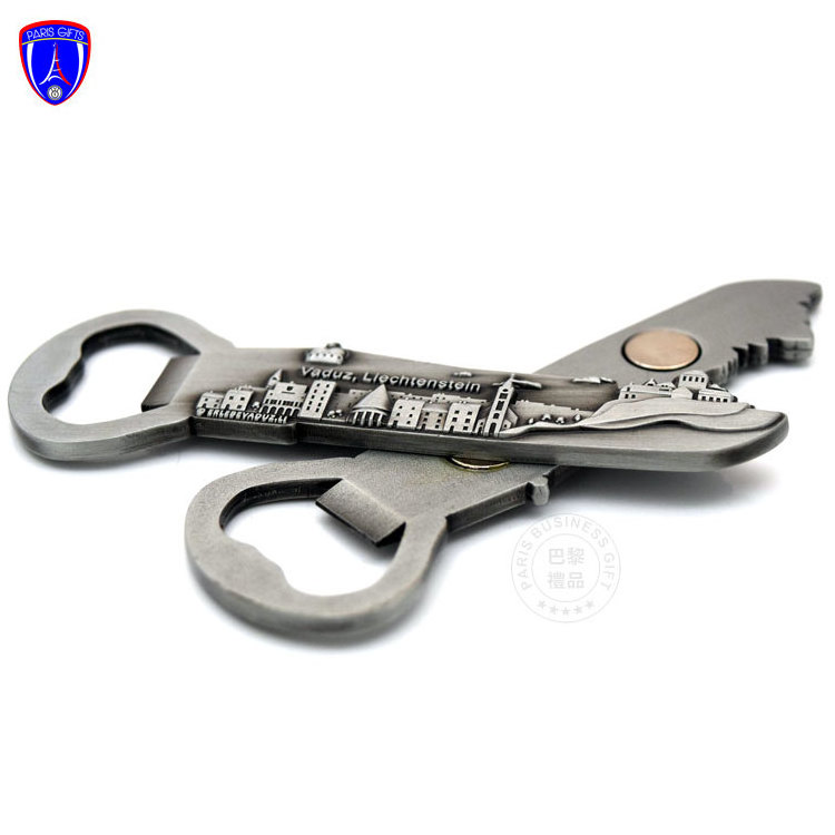 Customized Tourism Metal Stainless Steel Beer 3D fridge magnet Bottle Opener factory