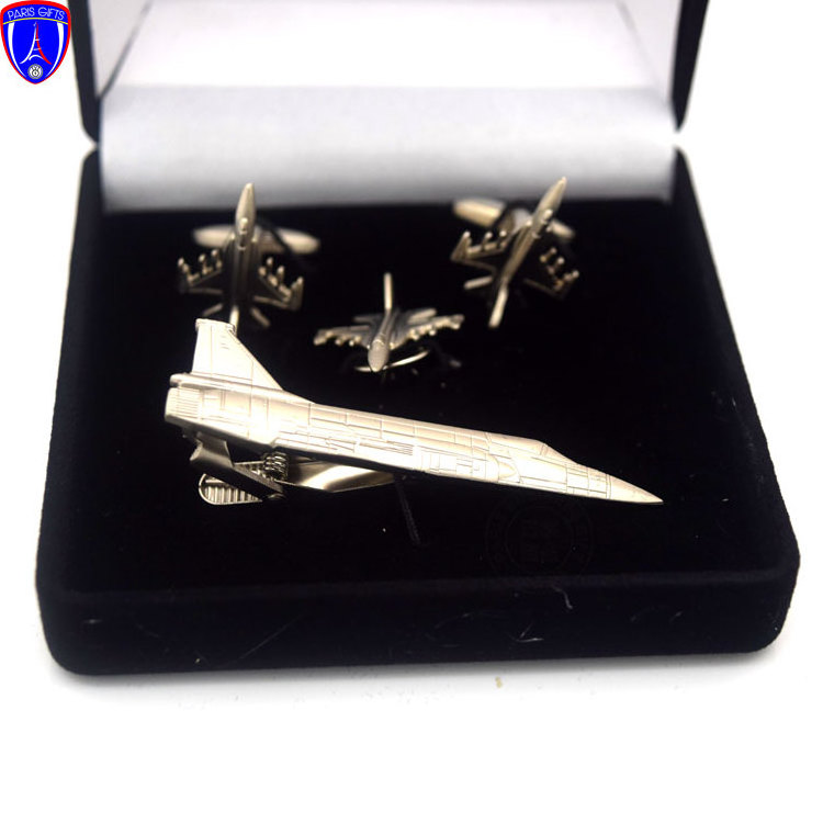 Custom high-end tie clip silver metal logo men's aircrafts exclusive business tie bar