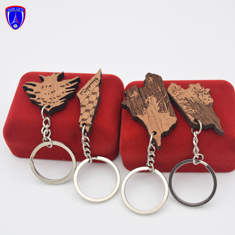 Customized laser printing logo wood keychain custom wooden Keychain with your own logo