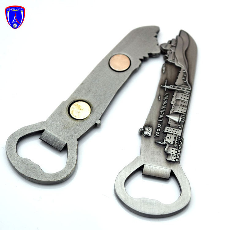 Customized Tourism Metal Stainless Steel Beer 3D fridge magnet Bottle Opener factory