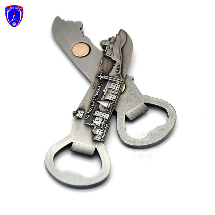 Customized Tourism Metal Stainless Steel Beer 3D fridge magnet Bottle Opener factory