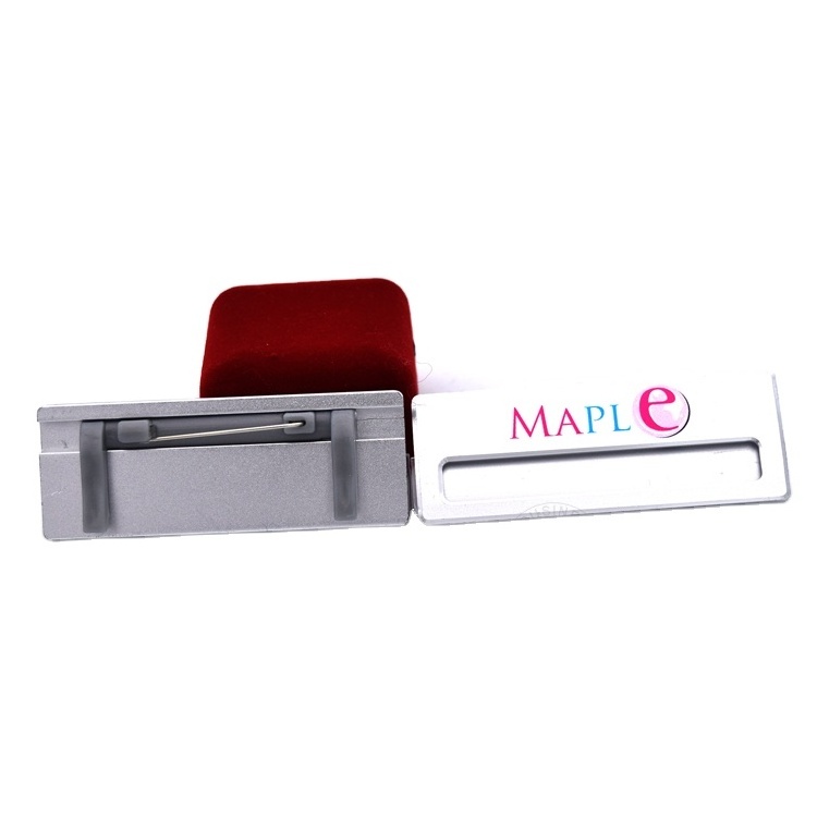 custom logo office company employee name plate cheap metal blank  name badge with safety pin back