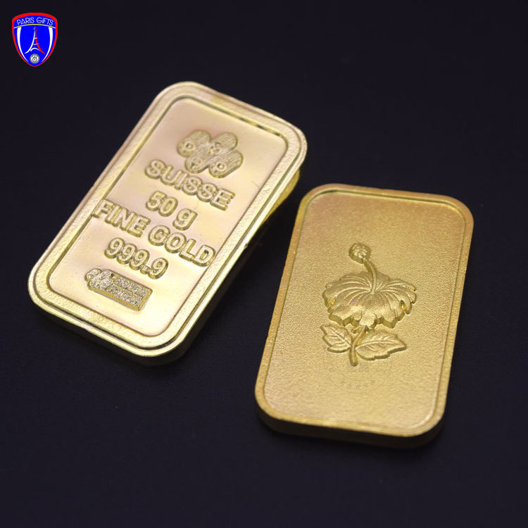 zinc alloy gold plated bar 1oz tungsten filled color plated bar alloy bar