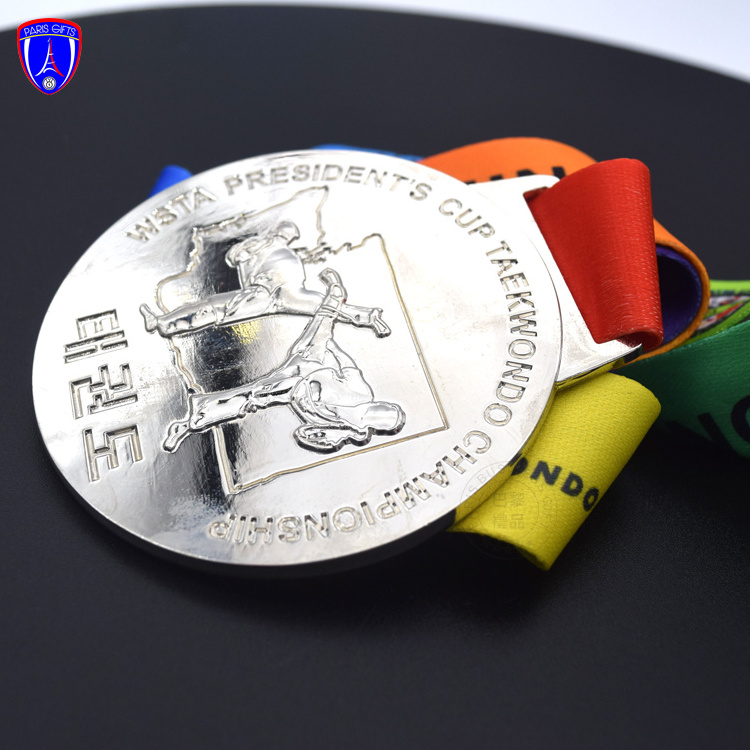 WSTA cup taekwondow championship medal shiny gold 3D award snowflake medal cheap trophy medal ribbon